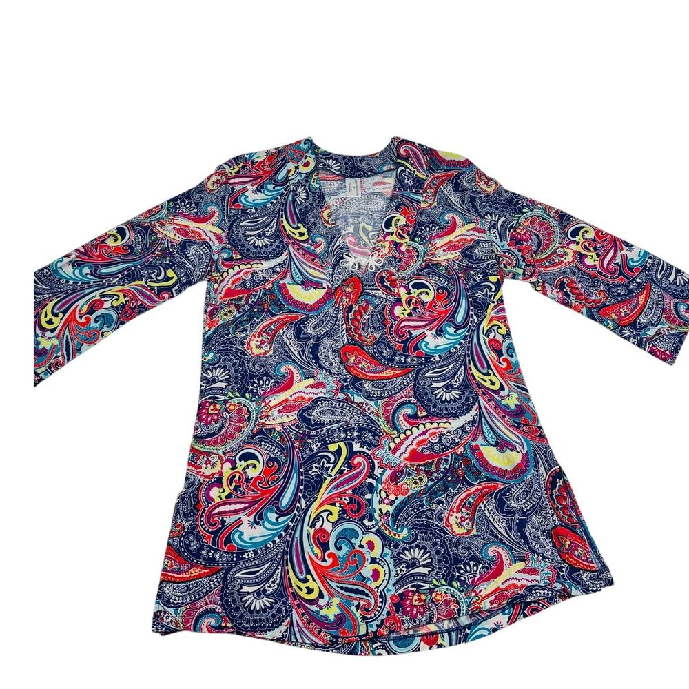 Liz Claiborne Feminine Paisley Floral Boho Dressy Tunic Women's Size Medium